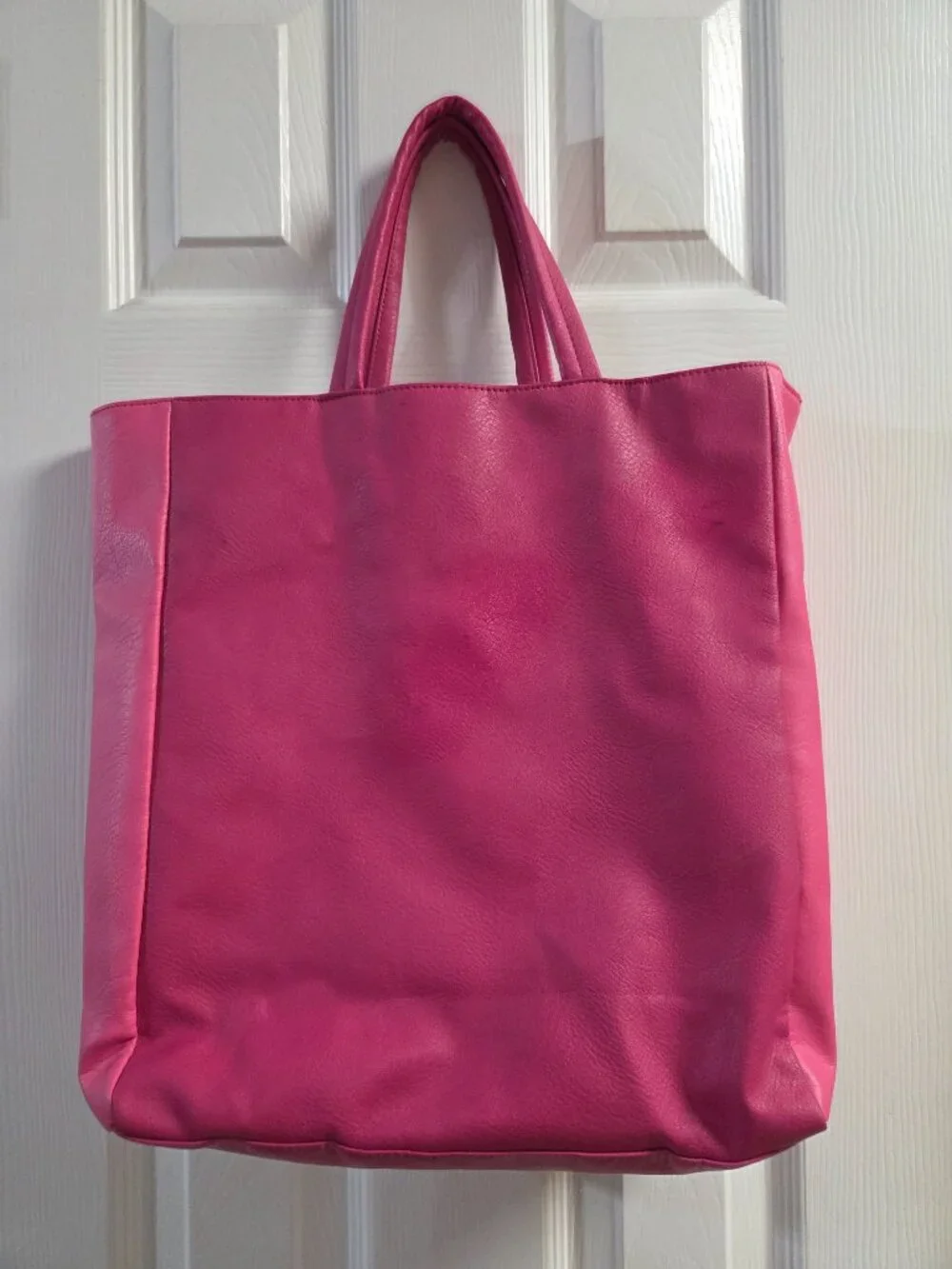 Hanae Mori Parfums Pink Butterfly Faux Leather Embossed Logo Shoulder Tote